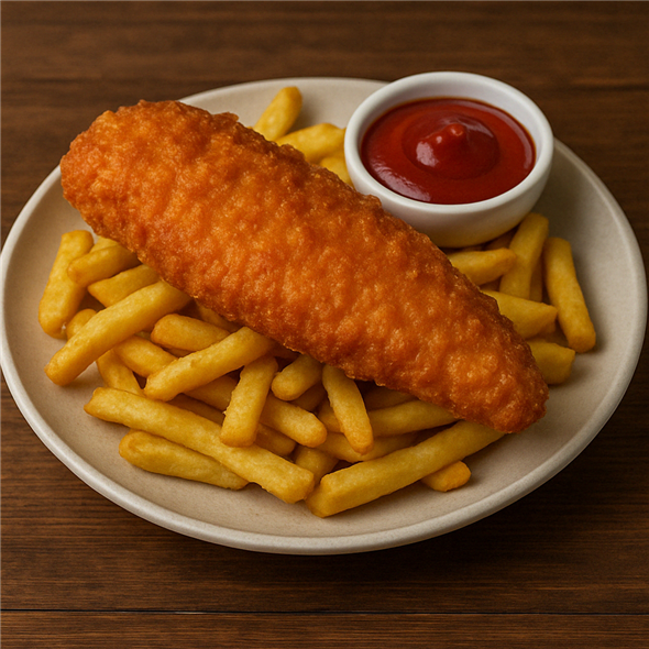 1 fiskefilet + pommes frites